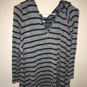 Knitted hooded grey and blue top!